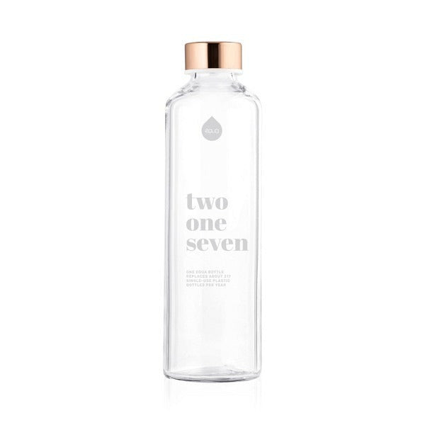 Flasche innen transparent aus ultra klarem Borosilikatglas mit Aufdruck - 217.