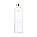 Flasche innen transparent aus ultra klarem Borosilikatglas mit Diamant Aufdruck.