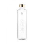 Flasche innen transparent aus ultra klarem Borosilikatglas mit Aufdruck Alja Horvat und Sternendesign - Druck in weiss.