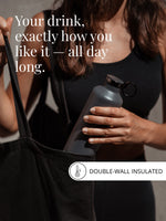 Du trinkst wie es Dir gefällt: mit der doppelt isolierten Edelstahlflasche Classy Dark Grey.