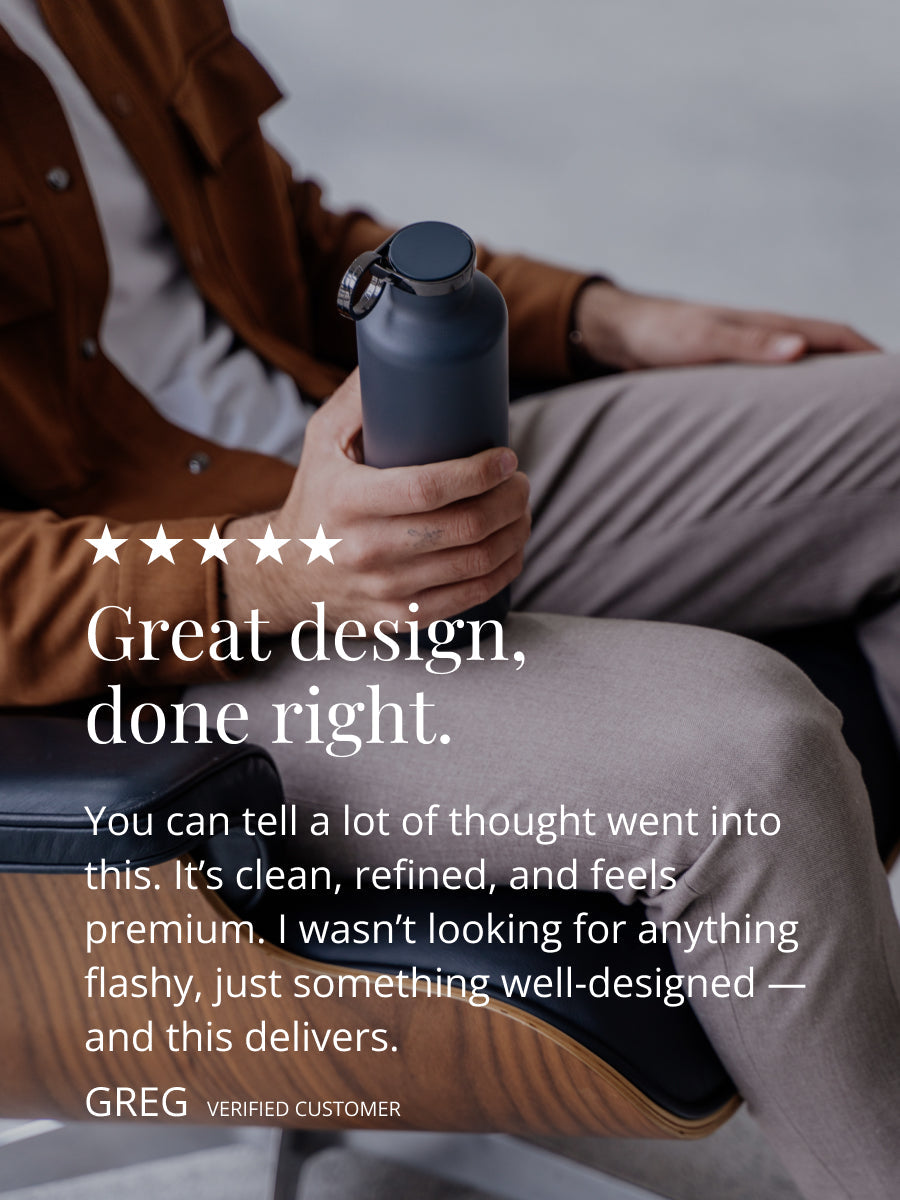Sieht Premium aus und ist premium: langlebige Thermosflasche im stilishen Design. Zeitlos, minimalistisch aber edel.