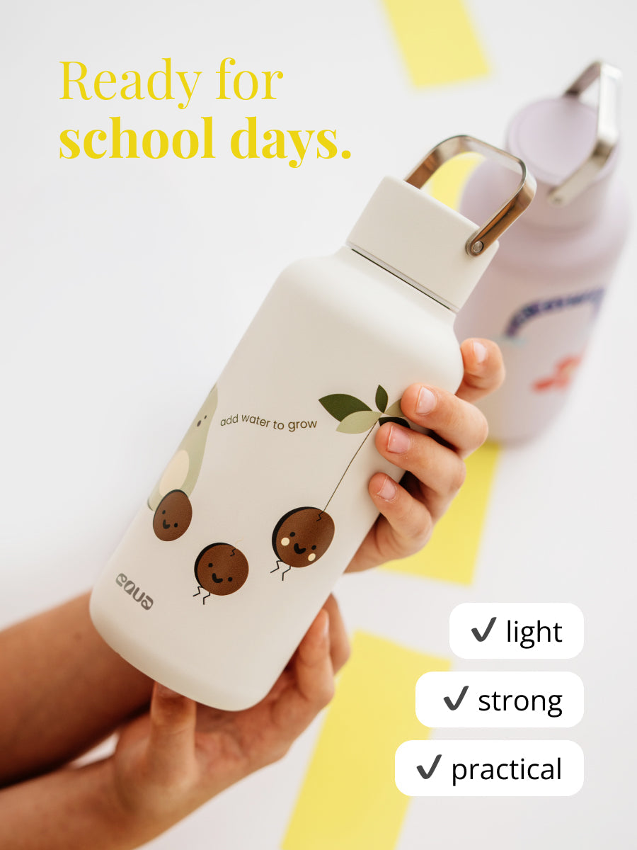 Leichte Trinkflasche - perfekter Begleiter für den Schultag - leicht, robust, praktisch und auslaufsicher - aus Edelstahl