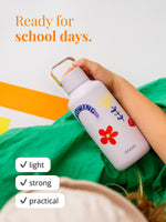 Leichte Trinkflasche - perfekter Begleiter für den Schultag - leicht, robust, praktisch und auslaufsicher - aus Edelstahl