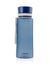 EQUA Trinkflasche aus BPA freiem hochwertigem Eastman Tritan Kunststoff - fasst 600ml - ohne Aufdruck - Deckel und Tragebändel - im semi transparentem dunkelblau.