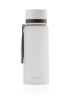 EQUA Trinkflasche aus BPA freiem hochwertigem Eastman Tritan Kunststoff - fasst 600ml - ohne Aufdruck - Deckel und Tragebändel - im semi transparenten matten weiss.