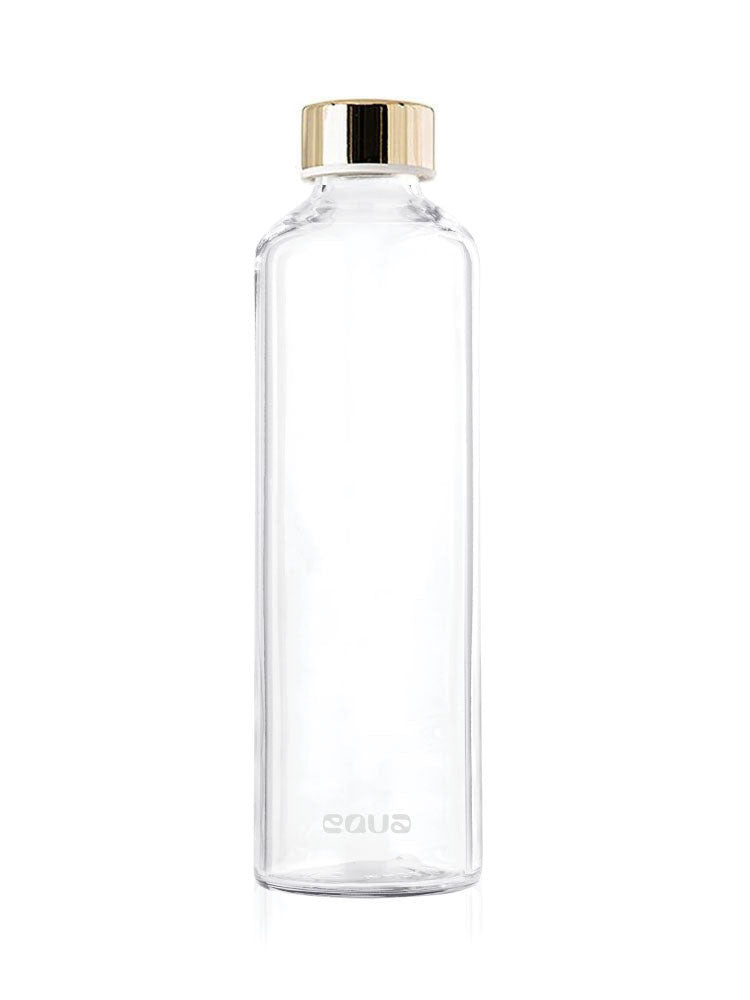 EQUA minimalistische Plain White Glas Trinkflasche 750 ml. Form zylindrisch unisex und zeitlos.