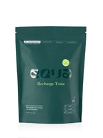 EQUA Recharge Tonic Lemon Green Tea Produktverpackung und Portionsbeutel für zuckerfreies Elektrolyt-Pulver