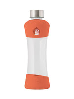 EQUA Active Tangerine Trinkflasche 550 ml mit Silikonschutz unten (mandarinen orange) und oben (mandarinen orange).