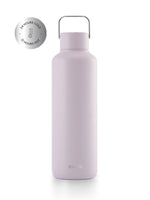 Thermos Trinkflasche aus hochwertigem doppelt vakuum isoliertem Edelstahl. Hält Getränke bis zu 24 Stunden kalt oder 12 Stunden heiss. Uni minimalistisch in der farbe lilac (lila).
