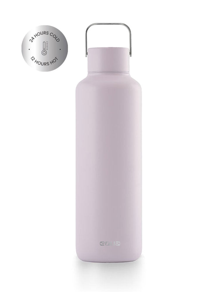 Thermos Trinkflasche aus hochwertigem doppelt vakuum isoliertem Edelstahl. Hält Getränke bis zu 24 Stunden kalt oder 12 Stunden heiss. Uni minimalistisch in der farbe lilac (lila).