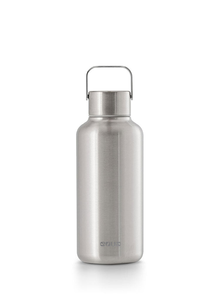 Ultraleichte 600ml Trinkflasche aus hochwertigem Edelstahl - kompakt und leicht. Uni minimalistisch in der farbe dark steel (silber - edelstahlfarben).