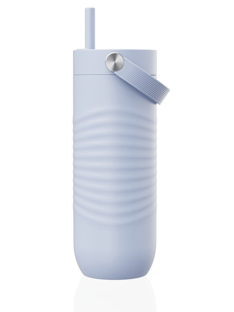 EQUA Big Cup Frost 1000ml Thermobecher aus Edelstahl in Weiss mit Strohhalm und Tragegriff