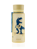EQUA Trinkflasche aus BPA freiem hochwertigem Eastman Tritan Kunststoff - fasst 600ml - im coolem Dino T-Rex Design - mit praktischem Trageband. Der T-Rex Dinosaurier ist auf dem Skateboard unterwegs.