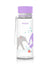 EQUA Trinkflasche aus BPA freiem hochwertigem Eastman Tritan Kunststoff - fasst 600ml - im Kinder Design mit Elephanten - mit Deckel und Bändel in lila, rosa und grau.
