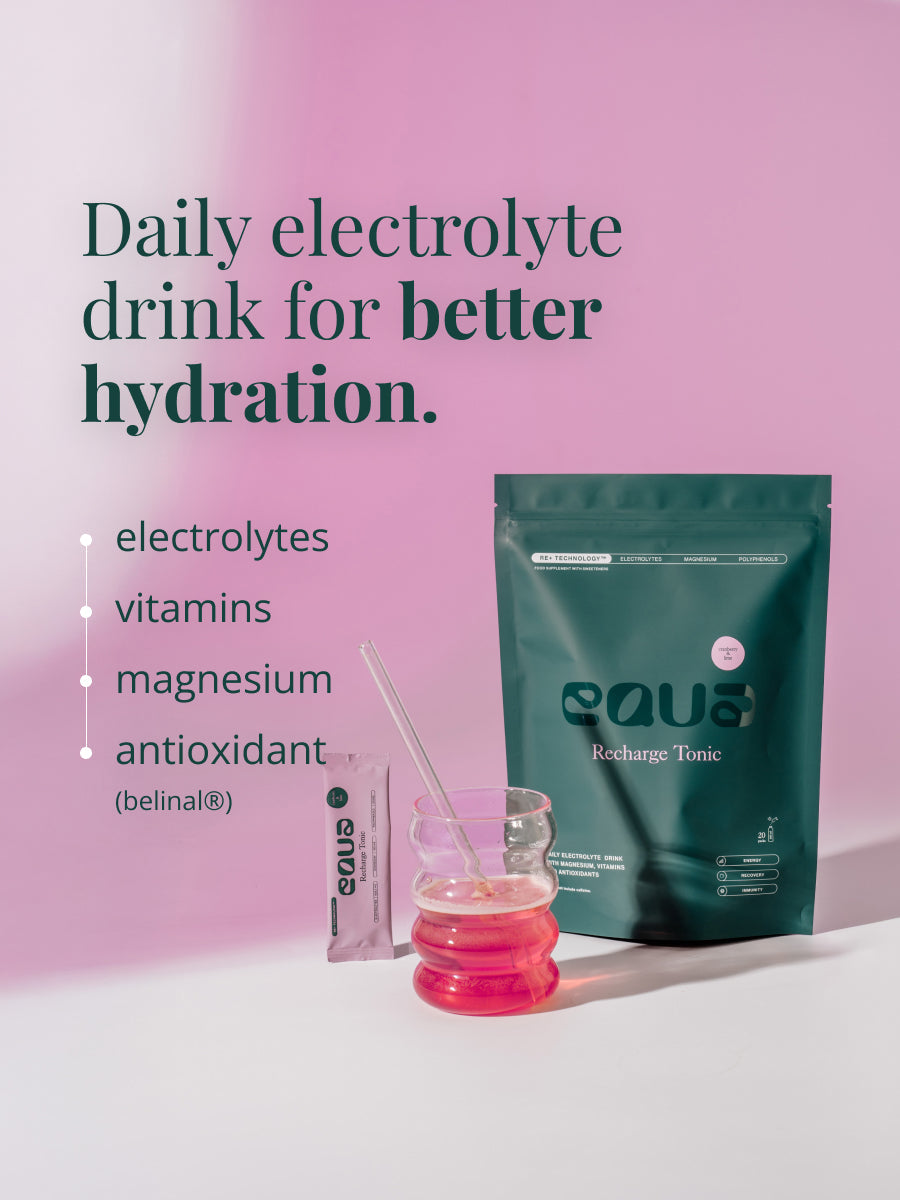 Einzelner Portionsbeutel EQUA Recharge Tonic Elektrolyt-Pulver im Geschmack Cranberry Lime
