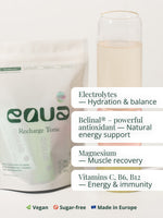 EQUA Recharge Tonic Mix Box Vorteile: Verschiedene Sorten, zuckerfrei, schnelle Hydratation und 1 kcal pro Portion
