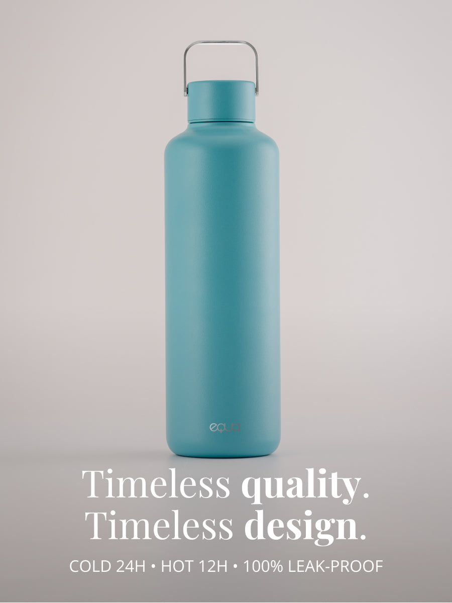 Edelstahl Trinkflasche Thermo mit zeitloser Qualität: hält Getränke bis zu 24 Stunden kalt oder 12 Stunden heiss und ist auslaufsicher.