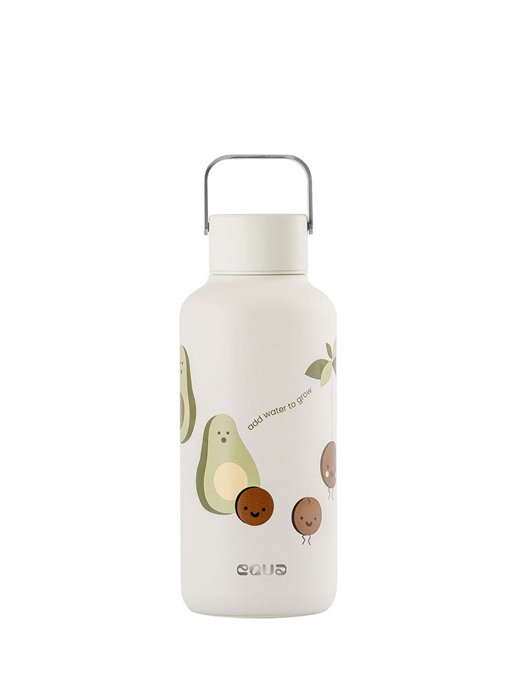Ultraleichte 600ml Trinkflasche aus hochwertigem Edelstahl - kompakt und leicht. Mit süssem Avocado Design für Kids, Teens und Jung gebliebene.
