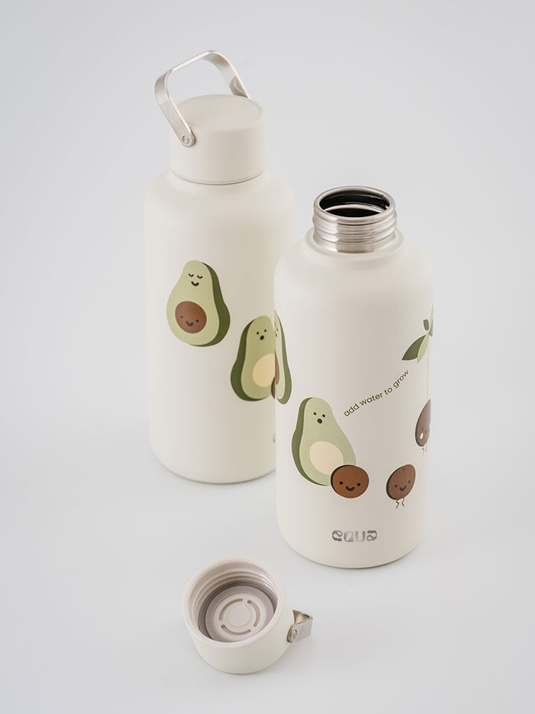 Kinder Trinkflasche mit Avcado braucht Wasser zum Wachsen Aufdruck.