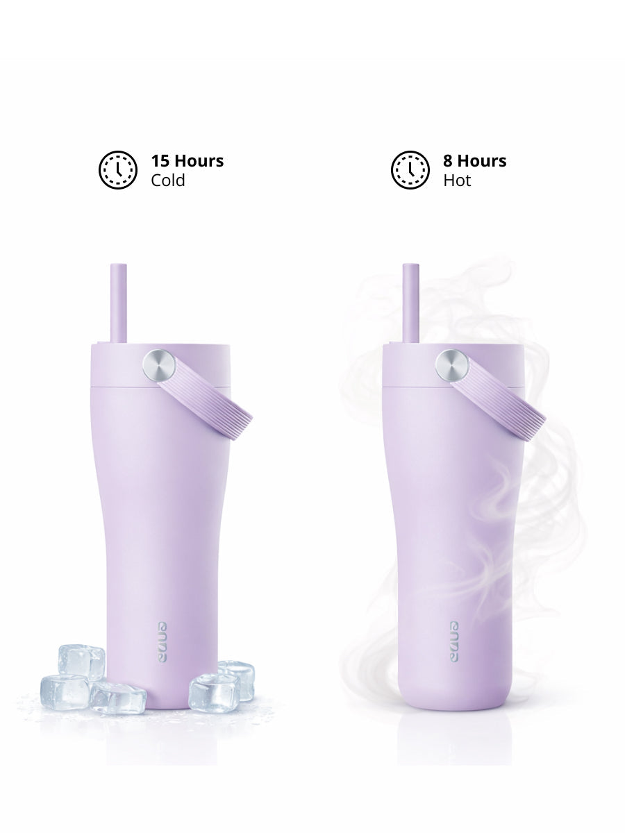 EQUA Carry Cup Trinkflasche 600 ml Lavendel – hält Getränke 15 Stunden kalt und 8 Stunden warm 
