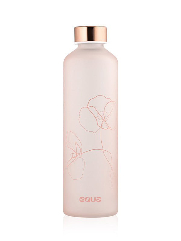 EQUA minimalistische Bloom Trinkflasche 750 ml - zartes rosa mit Blumenmuster