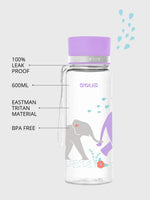 EQUA Trinkflasche aus BPA freiem hochwertigem Eastman Tritan Kunststoff - fasst 600ml - mit lustigem Mönsterchen Print mehrfarbig udn pink.  In über 25 verschiedene Designs erhältlich?