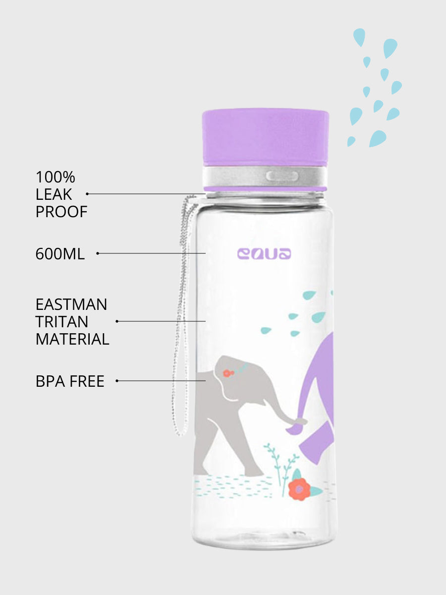 EQUA Trinkflasche aus BPA freiem hochwertigem Eastman Tritan Kunststoff - fasst 600ml - mit lustigem Mönsterchen Print mehrfarbig udn pink.  In über 25 verschiedene Designs erhältlich?