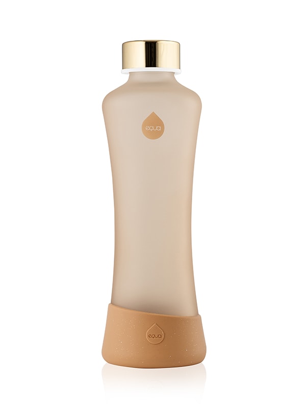 EQUA Cinnamon Glas Trinkflasche 550 ml mit Silikonschutz