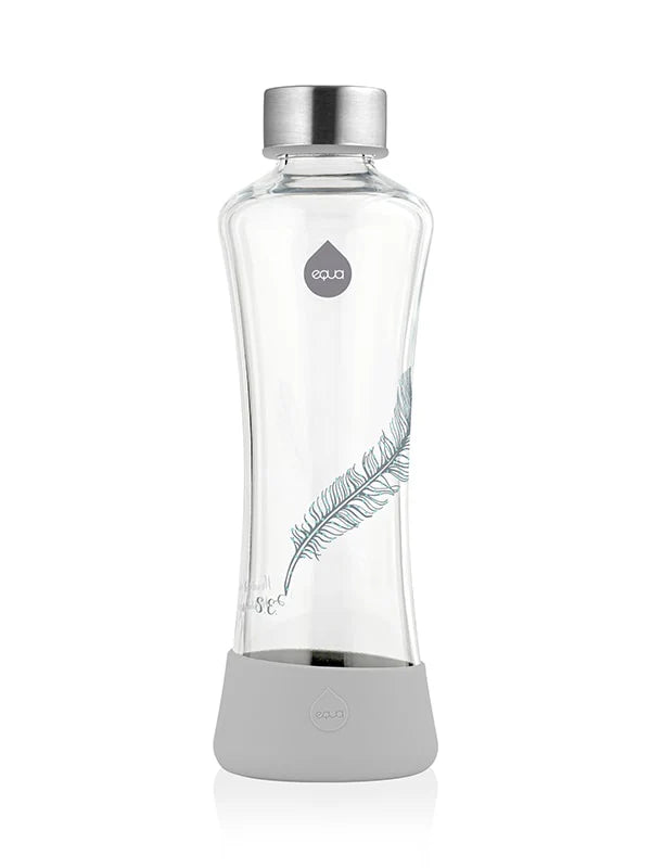 EQUA Feather Glas Trinkflasche 550 ml mit Silikonschutz