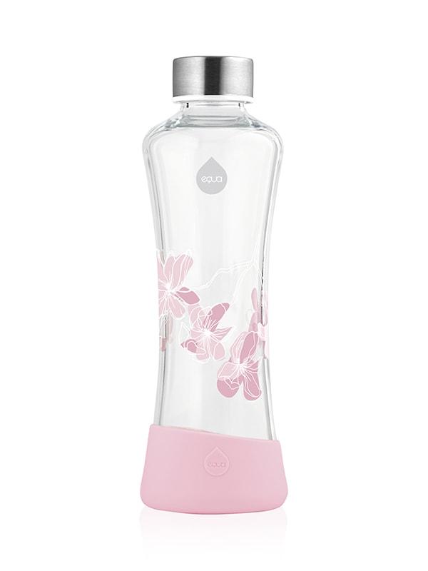 EQUA Magnolia Glas Trinkflasche 550 ml mit Silikonschutz
