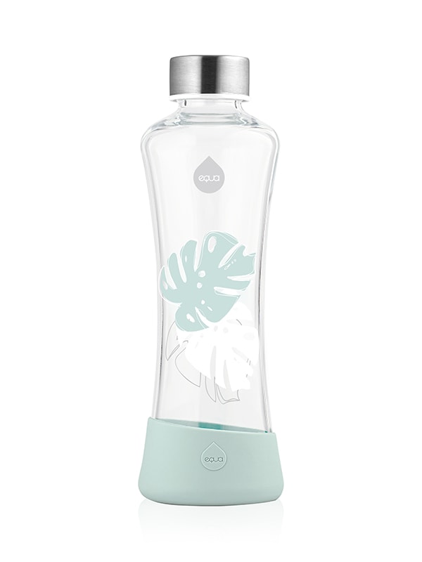 EQUA Monstera Glas Trinkflasche 550 ml mit Silikonschutz