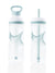 Transparente sportliche Trinkflasche mit zusätzlichem Smoothie Deckel und Trinkhalm (two in one). Hochwertiger Kunststoff BPA frei Eastman Tritan bruchsicher. Auslaufsicher. Mit Tragegriff oben. Transparent mit mintgrünem Grafik Aufdruck. Leicht und vielseitig einsetzbar. Hergestellt in Österreich.
