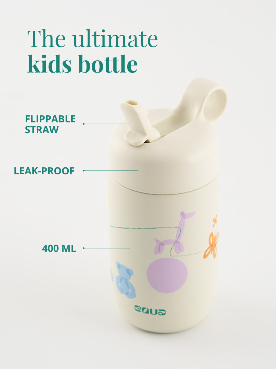 Personalisierbare Kinder Trinkflasche – leakproof, BPA-frei und mit klappbarem Trinkhalm