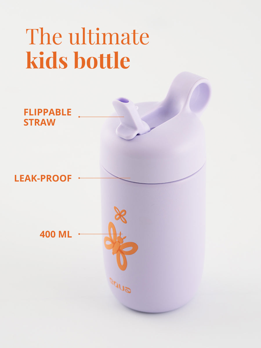 Personalisierbare Kinder Trinkflasche – leakproof, BPA-frei und mit klappbarem Trinkhalm