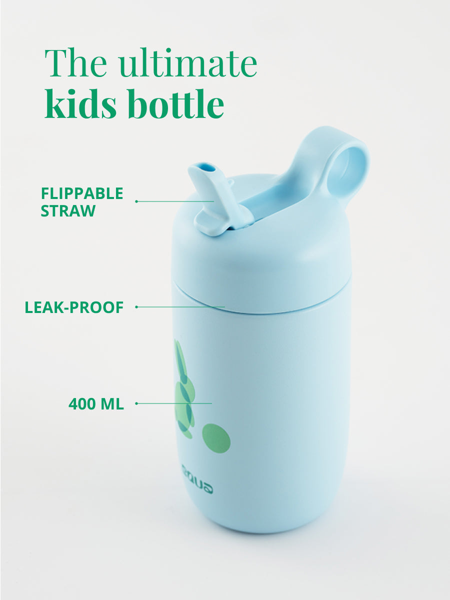 Personalisierbare Kinder Trinkflasche – leakproof, BPA-frei und mit klappbarem Trinkhalm