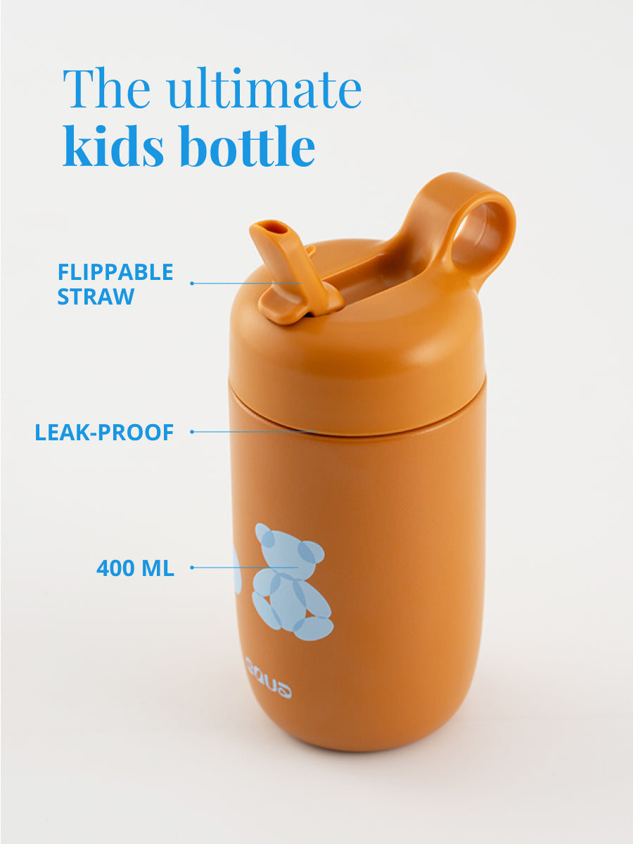 Personalisierbare Kinder Trinkflasche – leakproof, BPA-frei und mit klappbarem Trinkhalm