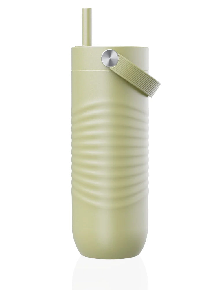 EQUA Big Cup 1000ml Thermobecher aus Edelstahl in Weiss mit Strohhalm und Tragegriff