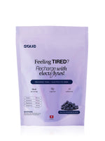 EQUA Recharge Tonic Wild Blueberries Produktverpackung und einzelne Portionsbeutel für zuckerfreies Elektrolyt-Pulver