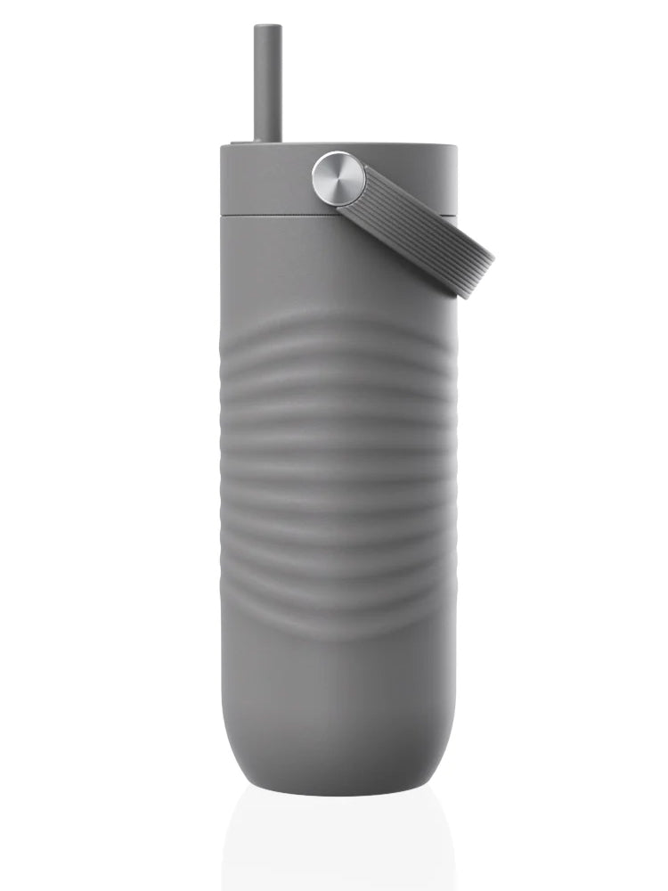 EQUA Big Cup 1000ml Thermobecher aus Edelstahl in Weiss mit Strohhalm und Tragegriff